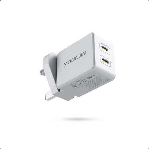 Yoocas USB C PD Charger 65W, 2-Port Fast USB C Charger, GaN Power Adapter For MacBook Pro/Air, iPad Pro,iPhone,Android,DellXPS,HP,Lenovo,Galaxy, Switch,Surface,steam Deck and 1000+ More.