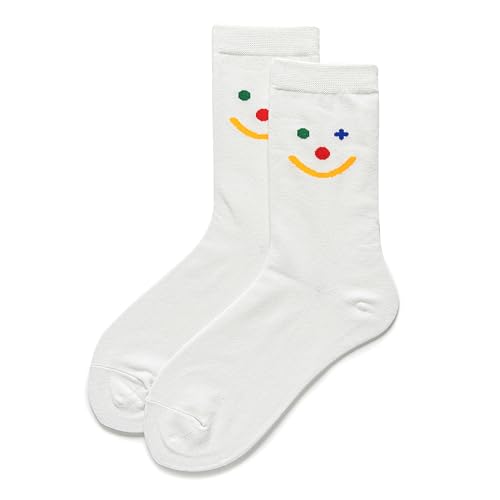 Image of Women's stockings 3 pieces | Smiling face combed cotton | Slip-proof cuffs | Spring and Summer white socks