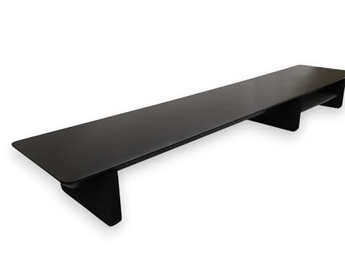 Image of Deskvue 36 inch Single Monitor Desk Shelf | with ONE SMALL Aluminum Under-Shelf | Medium Monitor Riser | Office Desk Storage | Grovemade Inspired | MATTE BLACK