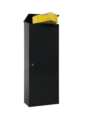 MeFa Bosca 408 pakketdoos, veilige staande brievenbus in diepzwart (RAL 9005), pakketbrievenbus van verzinkt staal, weerbestendig 408100M - Afbeelding 5