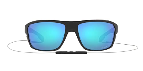 Oakley Men's OO9416 Split Shot Rectangular Sunglasses, Matte Black/Blue Icon/Prizm Sapphire Polarized, 64 mm