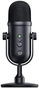 Razer Seiren V2 Pro - Professional-Grade USB Microphone for Streamers (Dynamic Microphone, High Pass Filter, Mic Monitoring, Built in Shock Absorber & Mic Windsock, Gain Control & Mute Button) Black