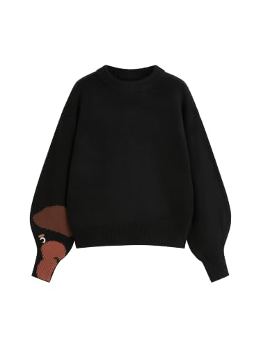 Image of CIDER Women's Goose Graphic Sweater Cute Knit Chunky Cropped Sweater Pullover Tops