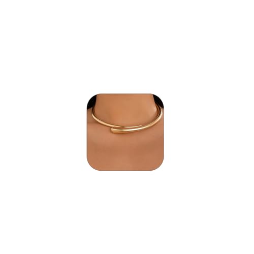 Gold Collar Necklace for Women Trendy African Jewelry Minimalist Statement Choker Metal Jewelry Gifts for Parties, Evenings, and Everyday Wear
