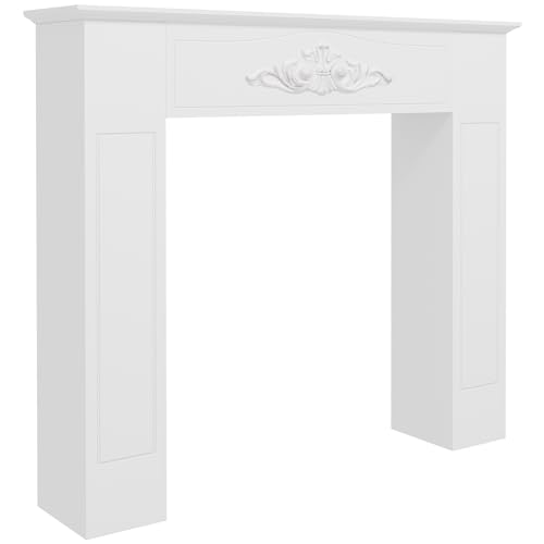 Image of HOMCOM Modern Fireplace Mantel, Freestanding Fireplace Surround with Leg for Electric Fireplaces, 44.7 inch W x 40 inch H, White