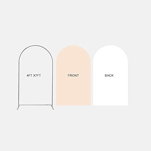 Chiara Backdrop Arched Wall Set, Metal Arched Stand Frame + Fabric Backdrop Cover, Birthday Wedding Party Decoration Shower Photo Wall (4FT X 7FT, Beige & White) Cover