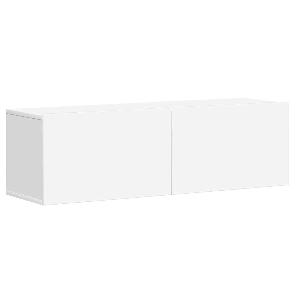3-TLG. TV-Schrank-Set Weiß, Holzwerkstoff, Wandmontage, Modernes Media-Center für Wohnzimmer, Schlafzimmer, 100x30x30 cm