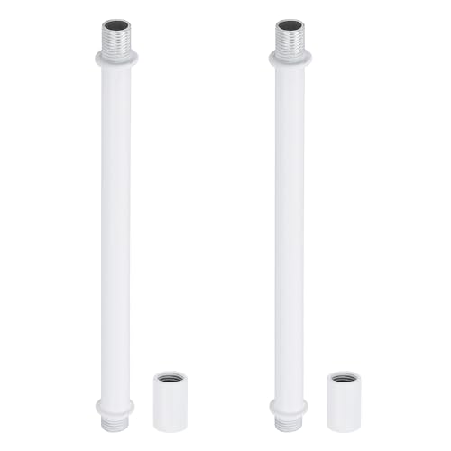 Image of PATIKIL Straight Pipe Lamp Stems Rod Kit, 2 Set M10 Carbon Steel 150mm(5.91 inch) Long Double End Thread Rod with Coupling Nuts Sleeve Connector for Table Lamps Chandeliers,White