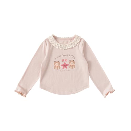 Toddler Girls Lace Collar Cartoon Print T-Shirt
