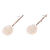 Cepillo de limpieza y exfoliar con esponja de lufa unisex seca Loofahs Puf Confort Baño Cepillo - Arandela Exfoliante Cepillo Mango Ducha Baño Largo Todo de madera for espalda Cuerpo húmedo Piel Arbus