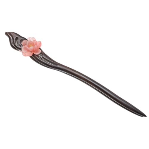 FONDOTIN 檀手作りヘアスティック 花飾り付き 古典的な女性用簪 和風レトロヘアピン ヘアアップアクセサリー