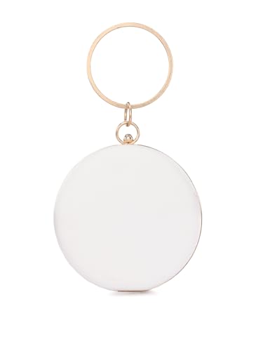 Image of TOOBA Handicraft Women's Round Shape Clutch Bag Purse | Floral Bag, Bridal Purse & Party Handbag Design with Ring Handle - Wedding & Special Occasion Clutch