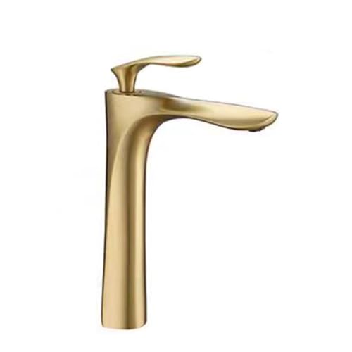 Mitigeur de salle de bain en laiton massif or brossé robinet d'évier au design haut de gamme