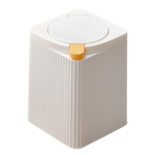Caneca de basura doméstica blanca con tapa de presión