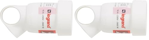 LEGRAND | Prolongateur 2P+T 16A Franco-Belge, Anneau Fixe Plastique, Sortie Droite, Blanc (Lot de 2)