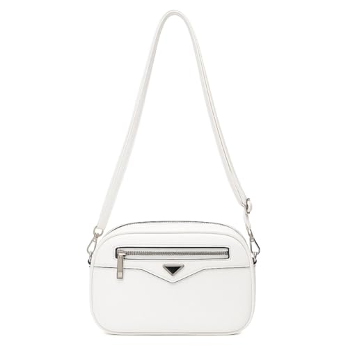ALWY Bolsa Feminina Transversal Couro Sintético Pequena Passeio (Branco)