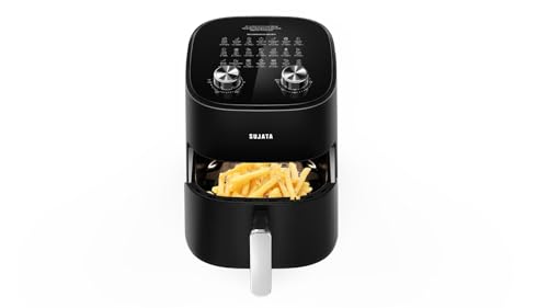 Image of Sujata Fryomatic 1500W Air Fryer | 5 Litre Large Capacity | Adjustable Temperature & Timer Control | Oil Free Healthy Cooking | Rapid Hot Air Circulation | 2 Years Warranty | Black