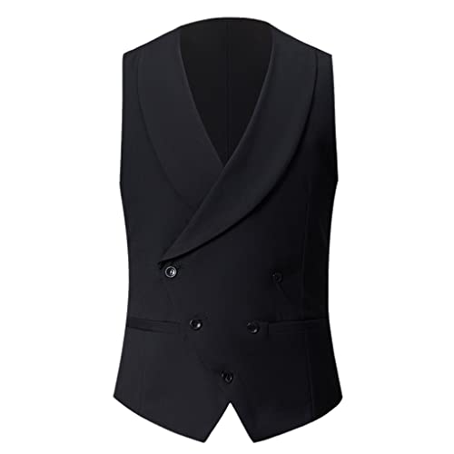 Jegsnoe Men Shawl Collar Double Breasted Tuxedo Vest Slim Fit Business Wedding Dress Waistcoat