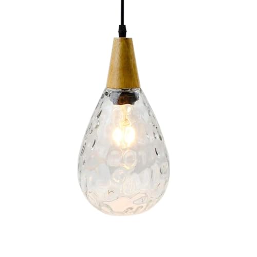 億兆堂 1灯水滴ペンダント照明 レトロ ガラス 工事不要 E26口金 器具のみ 取付簡単 LED 天井照明 インテリアライト 飾り 吊り下げ灯 ランプシェード モダンライト 北欧 おしゃれ シンプル リビング ダイニング 食卓 カフェ 電球別売り【クリア