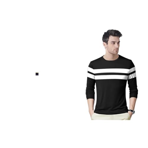 Image of EYEBOGLER Round Neck Full Sleeve Striped T Regular Fit Shirt for Men (Pack of 2)