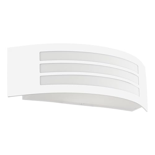 Eglo Leiros Lámpara de pared exterior, iluminación exterior para pared de casa, aplique exterior rectangular de metal blanco con casquillo E27, IP44