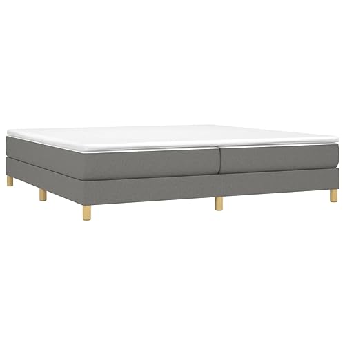 vidaXL Estructura de Cama con Somier, Somier de Matrimonio de Listones, Base de Cama Tapizada, Mueble para Dormitorio Hogar, Tela Gris Oscuro 200x200 cm
