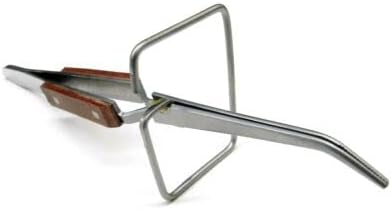 Fiber Grip Tweezers Bent Tip Cross Lock with Stand Up Cross Locking Soldering By JTS