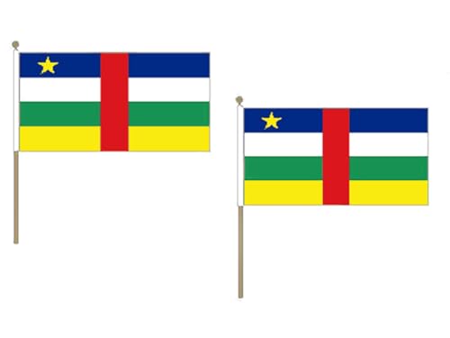Drapeau centrafricain 30 x 45 cm avec hampe bois résistante AZ FLAG