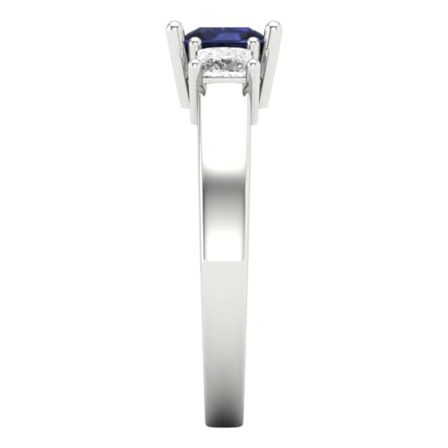 Clara Pucci 1.11 ct Princess Cut Created Blue Sapphire 14k Yellow Gold Three-Stone Wedding Engagement Bridal Promise Ring3