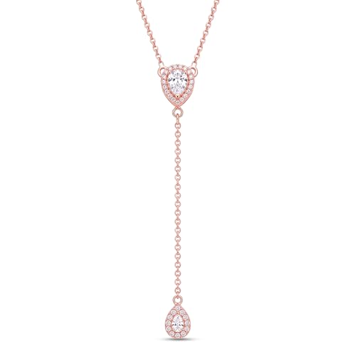 Image of TRUESILVER ACPL 925 Sterling Silver Lariat Necklace for Women | Y-Shape Pendant Necklace with Chain | Fine Silver Jewelry | Gift for Women & Girls