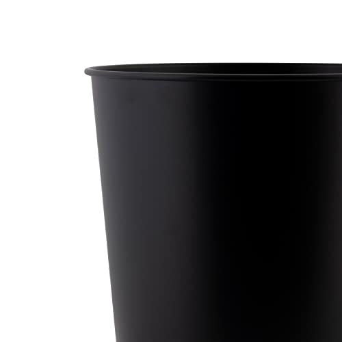 Bath Bliss 5 Liter Small Wastebasket | 2 Pack | Round Open Top | Trash Can | Bathroom | Bedroom | Kitchen | Office | Dorm | Disposal Waste Bin | Garbage | Matte Black