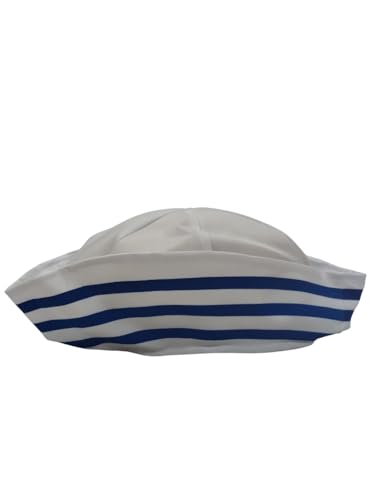 Image of BookMyCostume Kids Sailor Cap Captain Marine Cap Fancy Dress Costume Accessory Free Size Blue /White