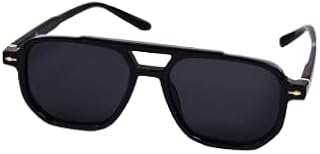 sg838 Stylish Rectangular Sunglasses, UV Protection, Black Frame