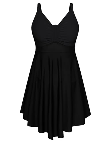 Hanna Nikole Badeanzug FüR Mollige Damen GroßE GrößEn Badekleid Einteiler Shape Bademode GerüSchter Schwimmanzug Weiche Bauchweg Strandmode Mit Badeshorts &Verstellbarer Schultergurt