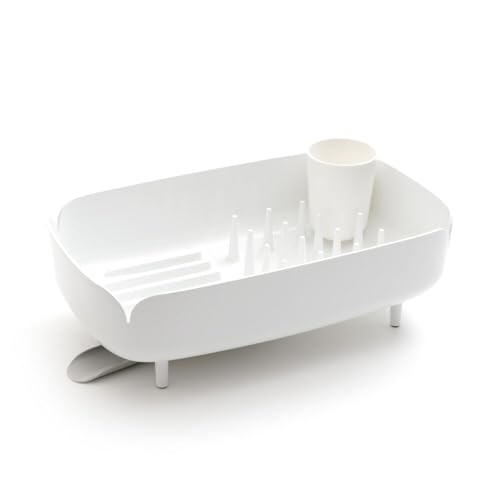 Nineware Sleek Dish Drying Rack with Spoon Holder, Compact Dish