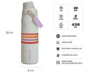 Image of Stanley Varsity IceFlow Aerolight Fast Flow Water Bottle 24 oz | Angled Spout Lid | Lightweight and Leakproof for Travel and Sports | Insulated Stainless Steel | BPA-Free (Cream Lilac Stripe)