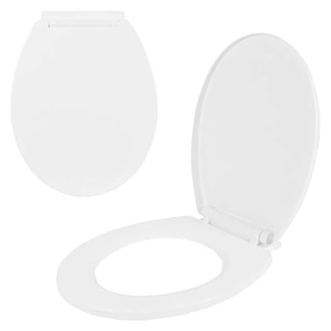 Anika White 92280 Soft Close Plastic Replacement Toilet Seat and Lid/Universal Fit and Easy to Install/Classic Cover
