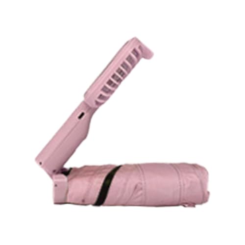 Sombrilla con ventilador – Sombrilla 2 en 1 con ventilador | Paraguas con mango de 1000 mAh y ventilador, paraguas de refrigeración plegable, ventilador de paraguas con mango largo, sol plegable, rosa