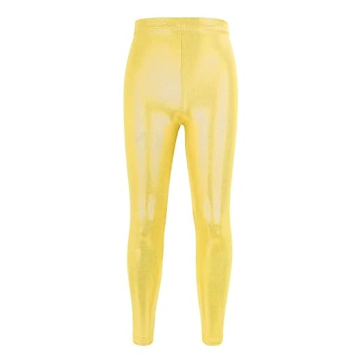 Generisch Legging chaud pour femme - Respirant - Aires de jeux - Gymnastique - Paillettes - Ballet - Pantalon d'extérieur, or, 8-9 ans