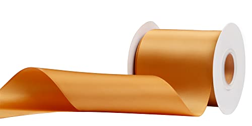 Ribbonitlux 100mm Wide Double Face Satin Ribbon 22 Meters (690-Old Gold, Set for Bow Party Decor, Sewing Applications - Image 4