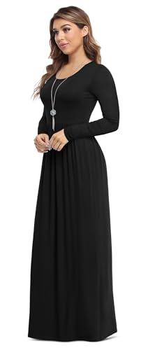 Image of VIISHOW Women's Long Sleeve Loose Plain Maxi Dresses Casual Long Dresses with Pockets