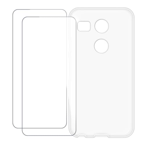 UOGNADGD Compatible with LG Nexus 5X Case Colorful Custom Cover with 2 Pack Tempered Glass Screen Protectors - Shockproof Scratch-Resistant (Clear)