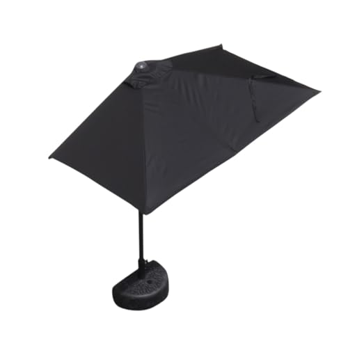 Sombrilla rectangular para patio de pared, parasol rectangular para exteriores con manivela de elevación, protección UV, resistente al viento, altura ajustable y base de relleno de agua para balcón y
