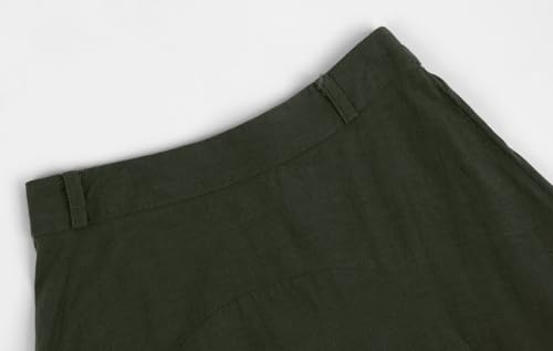 CHARTOU Women Casual Cotton Linen A Line Skirt High Waist Long Flowy Skirt Flare Swing Ruffle Skirt4