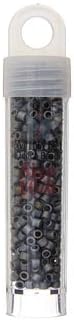 Miyuki Delica 8/0 RD 5.2gms Japanese Seed Beads - Dark Silver Grey AB Matte - Image 2