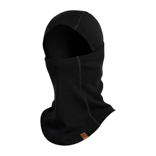 menique 100% Merino Sturmhaube Motorrad Herren & Damen Merinowolle Balaclava Winter Thermo Skimaske Atmungsaktiv Winddicht UV-Schutz für Ski Outdoor & Sport (Einheitsgröße Schwarz)