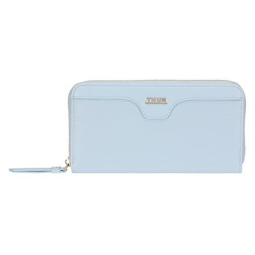 THUN Portafoglio con chiusura zip azzurro, ecopelle, Collezione Sempre con Me, 20 x 3 x 10,5 cm