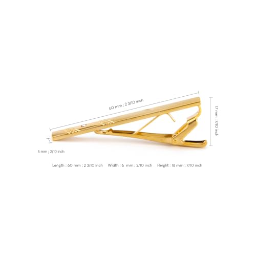 Image of Wynameleri Fashion Tie Pin Gold Plated with Rhinestones for Men in Gift Box