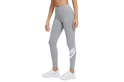 Nike Femme W Nsw Essntl Gx Hr Lggng Ftra Leggings, Dk Grey Heather/White, L EU