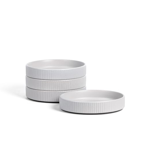 Stone Lain Haven Modern Stoneware 4 Piece Pasta Bowls Sets, Dish Set for 4, Reactive Glaze Grey